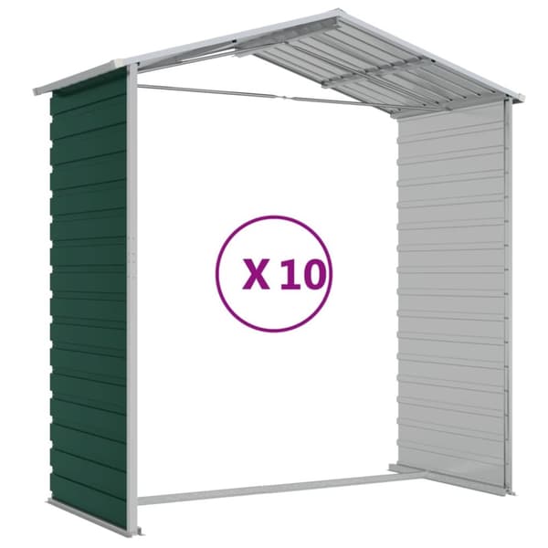 vidaXL Hageskur grønn 191x895x198 cm galvanisert stål