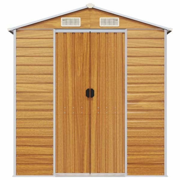 vidaXL Hageskur lysebrun 191x555x198 cm galvanisert stål