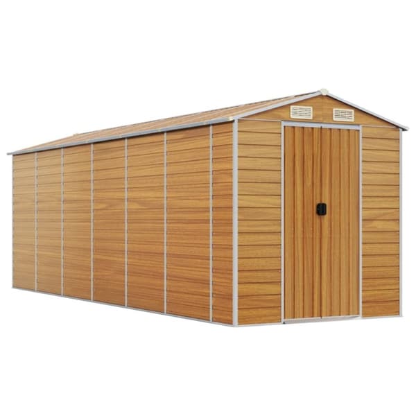 vidaXL Hageskur lysebrun 191x555x198 cm galvanisert stål