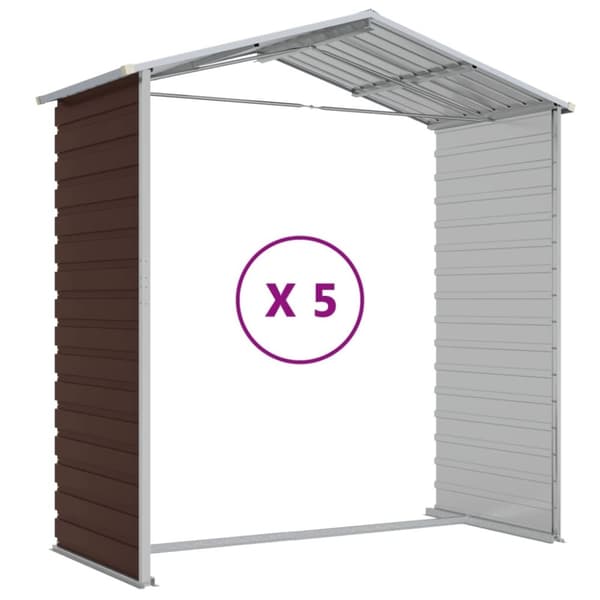 vidaXL Hageskur brun 191x470x198 cm galvanisert stål