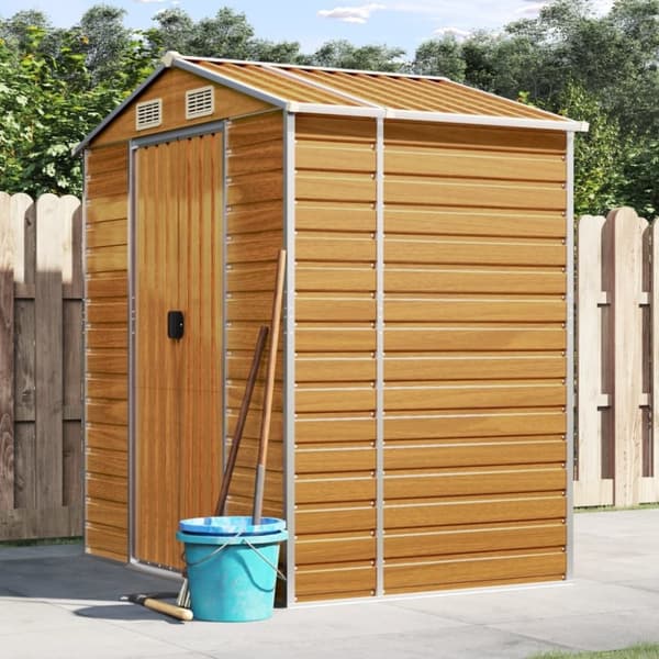 vidaXL Hageskur lysebrun 191x130x198 cm galvanisert stål