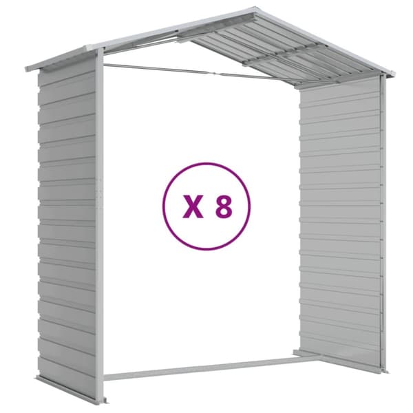vidaXL Hageskur lysegrå 191x725x198 cm galvanisert stål