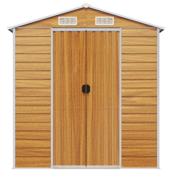 vidaXL Hageskur lysebrun 191x725x198 cm galvanisert stål