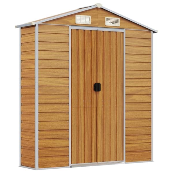vidaXL Hageskur lysebrun 191x725x198 cm galvanisert stål