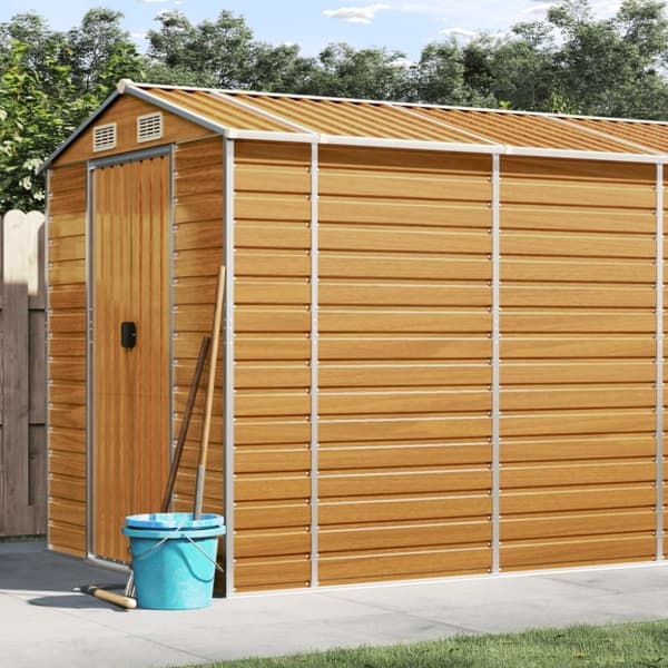vidaXL Hageskur lysebrun 191x725x198 cm galvanisert stål