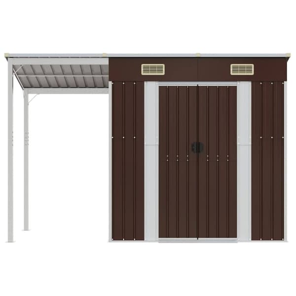 vidaXL Puutarhavaja lisäkatolla ruskea 277x110,5x181 cm teräs