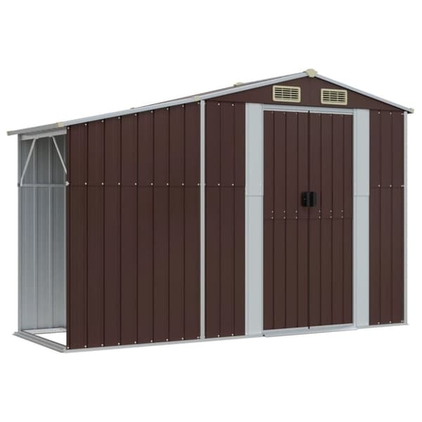 vidaXL haveskur 277x93x179 cm galvaniseret stål brun