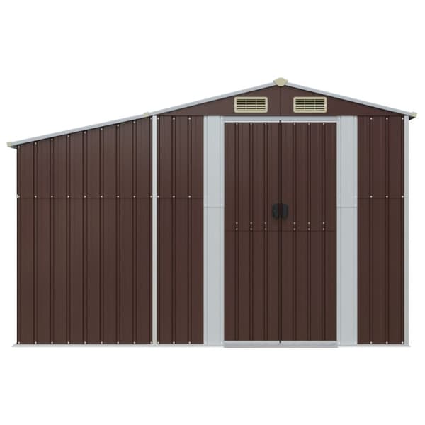 vidaXL Trädgårdsskjul 277x93x179 cm brun galvaniserat stål