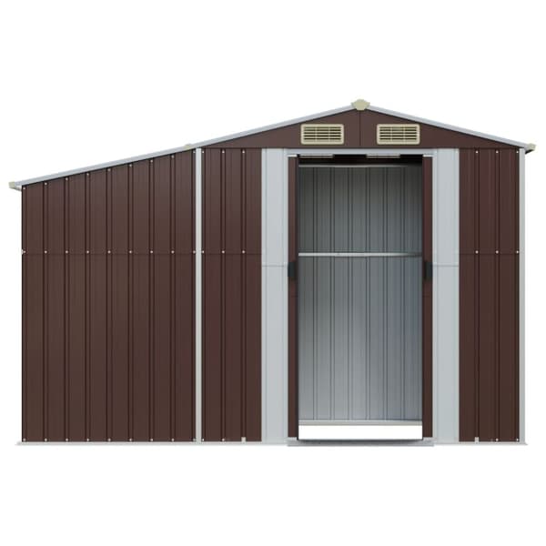 vidaXL Trädgårdsskjul 277x93x179 cm brun galvaniserat stål