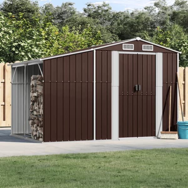 vidaXL Trädgårdsskjul brun 277x192,5x179 cm galvaniserat stål