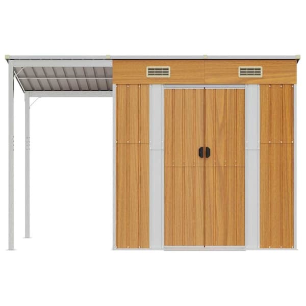 vidaXL haveskur med udvidet tag 277x110,5x181 cm stål lysebrun