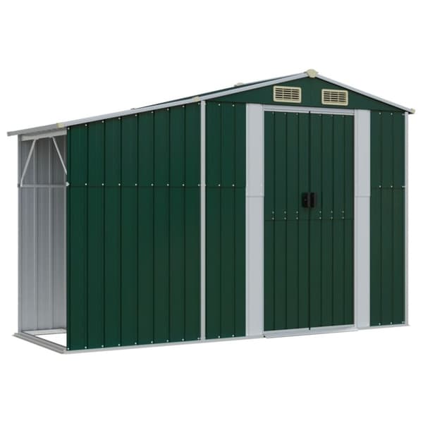 vidaXL haveskur 277x192,5x179 cm galvaniseret stål grøn