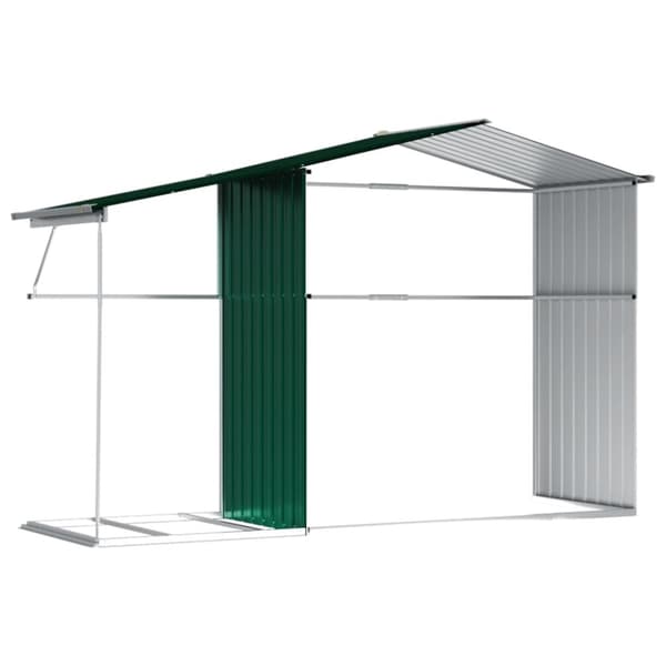 vidaXL haveskur 277x192,5x179 cm galvaniseret stål grøn