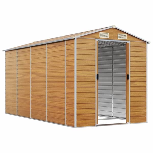 vidaXL haveskur 191x385x198 cm galvaniseret stål lysebrun