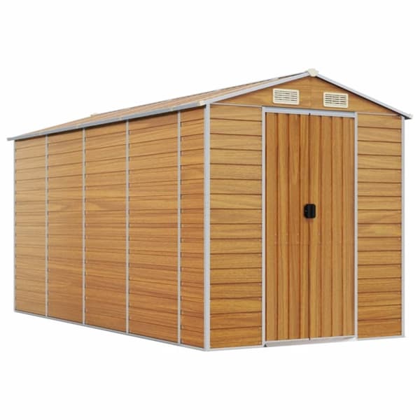 vidaXL haveskur 191x385x198 cm galvaniseret stål lysebrun