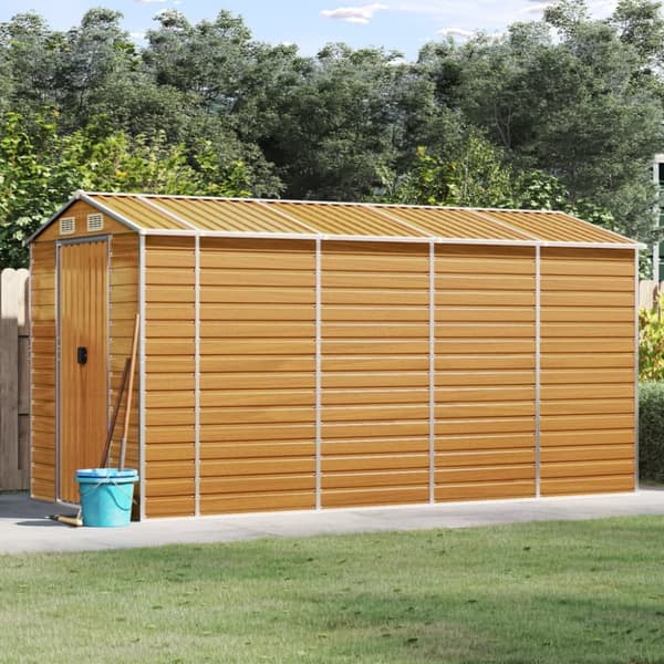 vidaXL haveskur 191x385x198 cm galvaniseret stål lysebrun