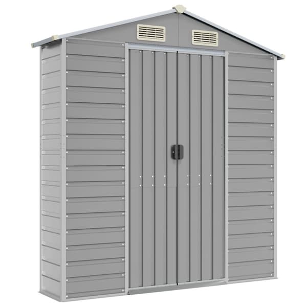 vidaXL haveskur 191x980x198 cm galvaniseret stål lysegrå