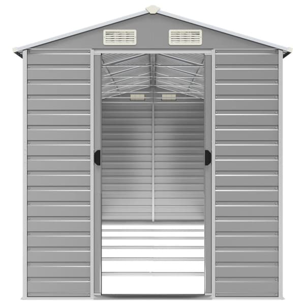 vidaXL haveskur 191x555x198 cm galvaniseret stål lysegrå
