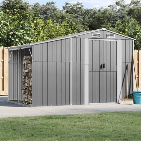 vidaXL haveskur 277x192,5x179 cm galvaniseret stål grå