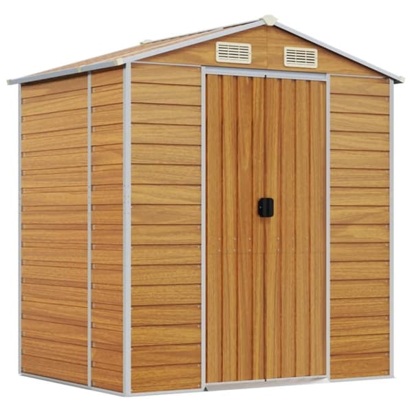 vidaXL haveskur 191x130x198 cm galvaniseret stål lysebrun