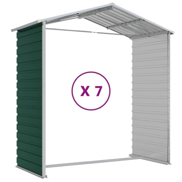 vidaXL haveskur 191x640x198 cm galvaniseret stål grøn
