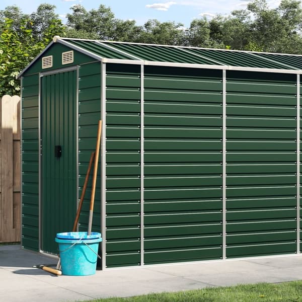 vidaXL haveskur 191x640x198 cm galvaniseret stål grøn