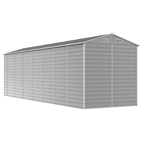 vidaXL haveskur 191x640x198 cm galvaniseret stål lysegrå