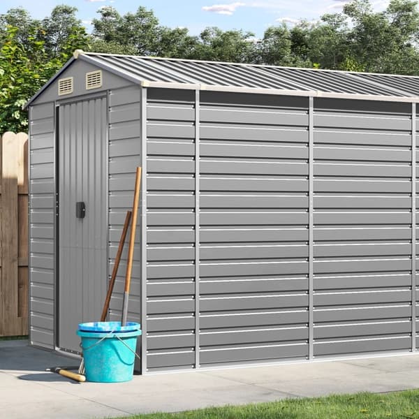 vidaXL haveskur 191x640x198 cm galvaniseret stål lysegrå