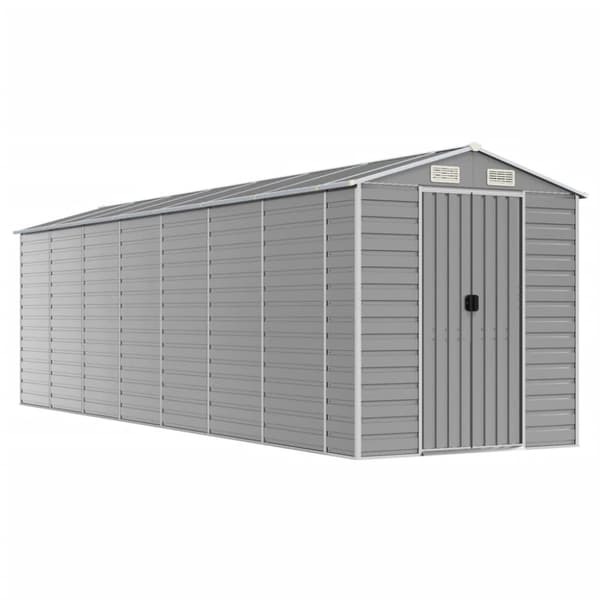 vidaXL haveskur 191x640x198 cm galvaniseret stål lysegrå