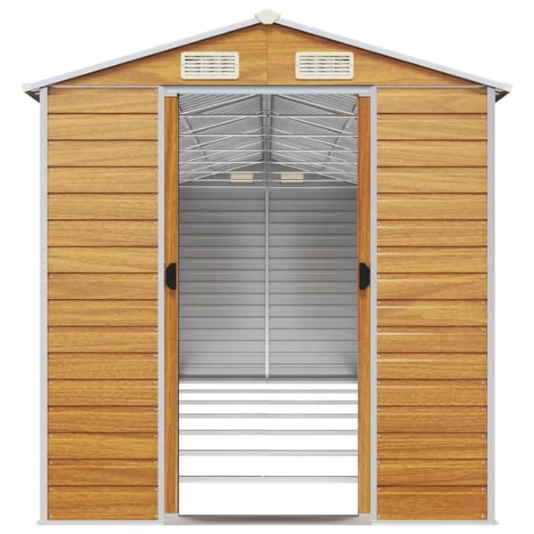 vidaXL haveskur 191x640x198 cm galvaniseret stål lysebrun
