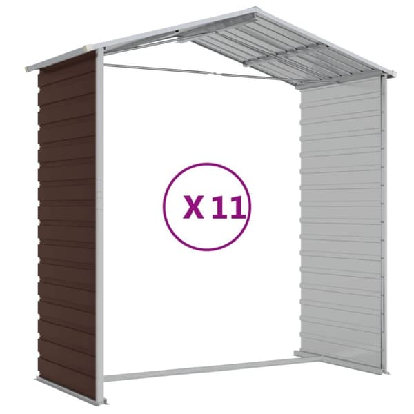 vidaXL haveskur 191x980x198 cm galvaniseret stål brun