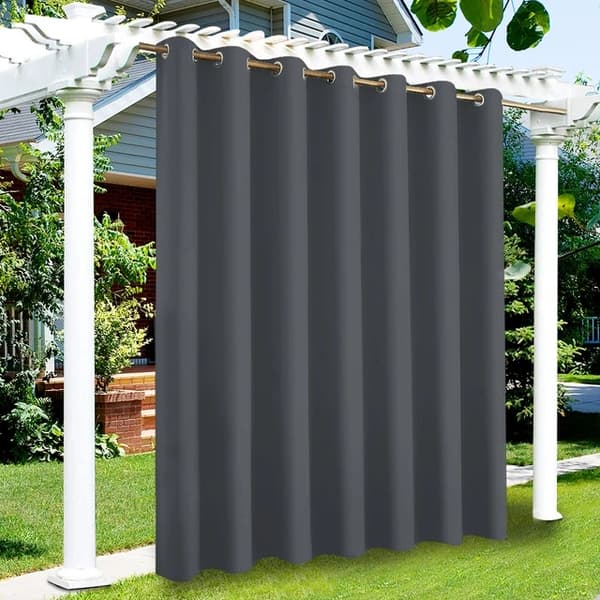 Udendørs Gardiner, Vandtætte, Sollys Blackout, lys grå, W52xH108in-132x275cm, 2 stk