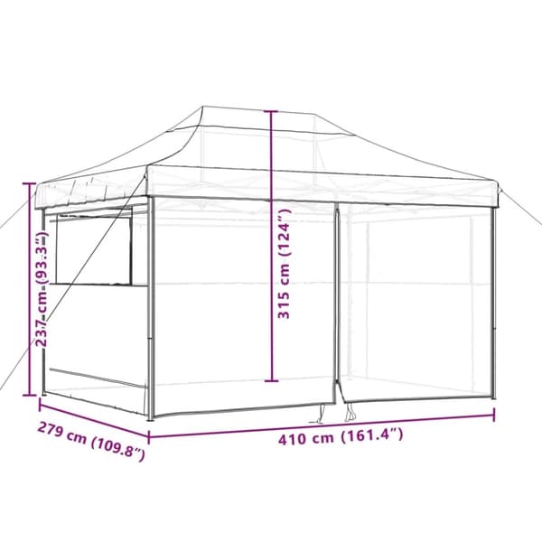 vidaXL Sammenleggbart partytelt pop-up med 4 sidevegger beige