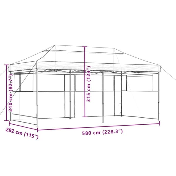 vidaXL foldbart pop-up festtelt med 3 sidevægge beige