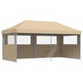 Miniatyrbillede 2 af 9: vidaXL foldbart pop-up festtelt med 3 sidevægge beige