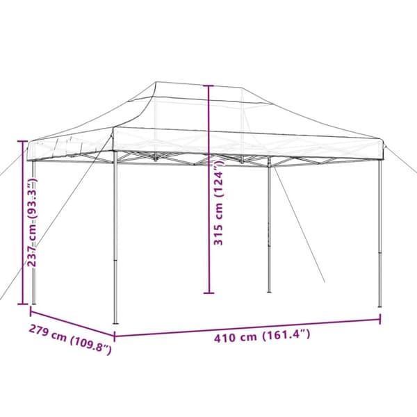 vidaXL Taitettava pop-up juhlateltta terrakotta 410x279x315 cm