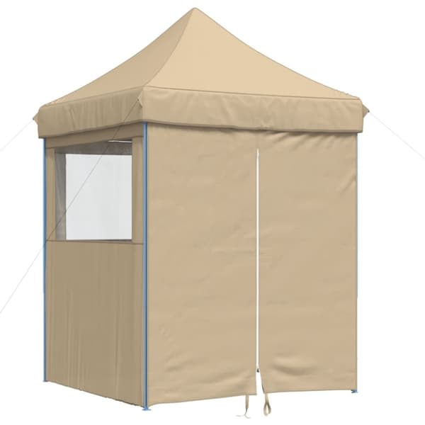 vidaXL Sammenleggbart partytelt pop-up med 4 sidevegger beige