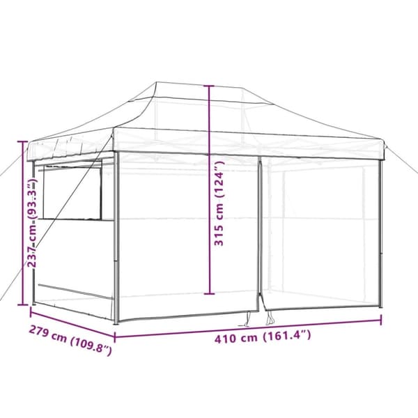 vidaXL foldbart pop up-festtelt med 4 sidevægge gråbrun