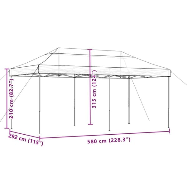 vidaXL Taitettava pop-up juhlateltta taupe 580x292x315 cm