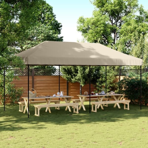 vidaXL Sammenleggbart partytelt pop-up gråbrun 580x292x315 cm