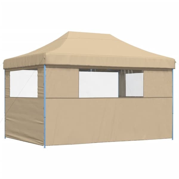 vidaXL Sammenleggbart partytelt pop-up med 3 sidevegger beige