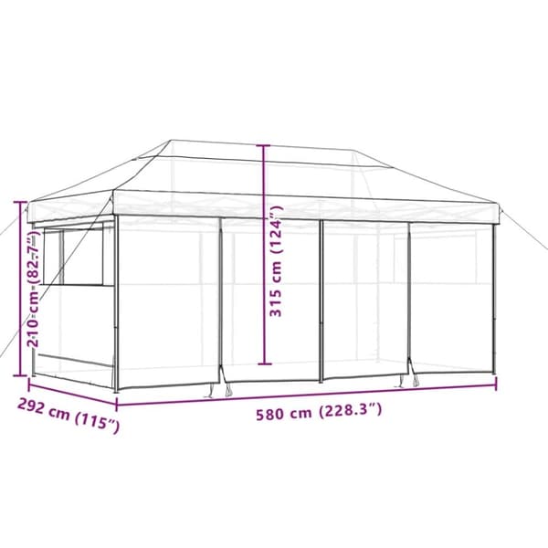 vidaXL foldbart pop up-festtelt med 4 sidevægge gråbrun