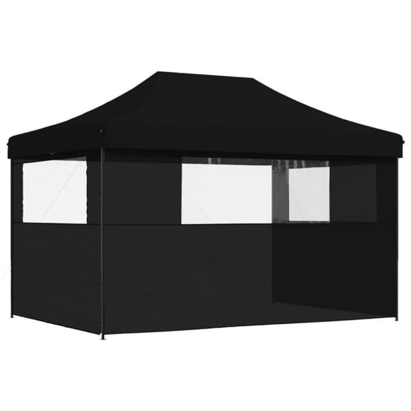 vidaXL Taitettava pop-up juhlateltta 3 sivuseinällä musta