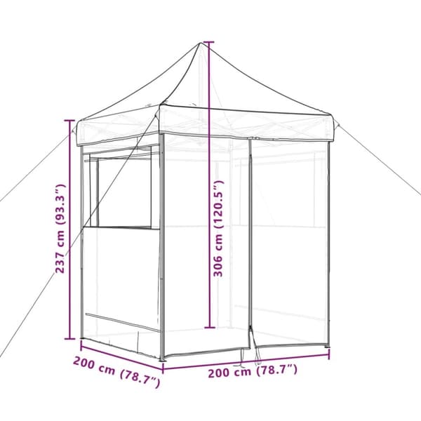 vidaXL Taitettava pop-up juhlateltta 4 sivuseinällä viininpunainen