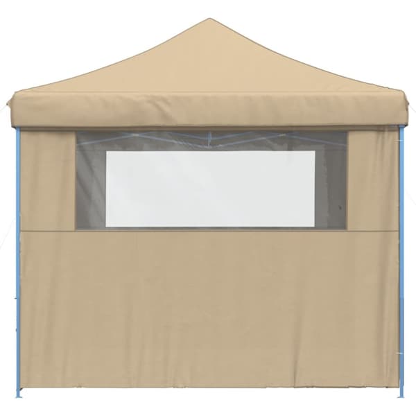 vidaXL Pop-Up hopfällbart partytält med 4 sidoväggar beige