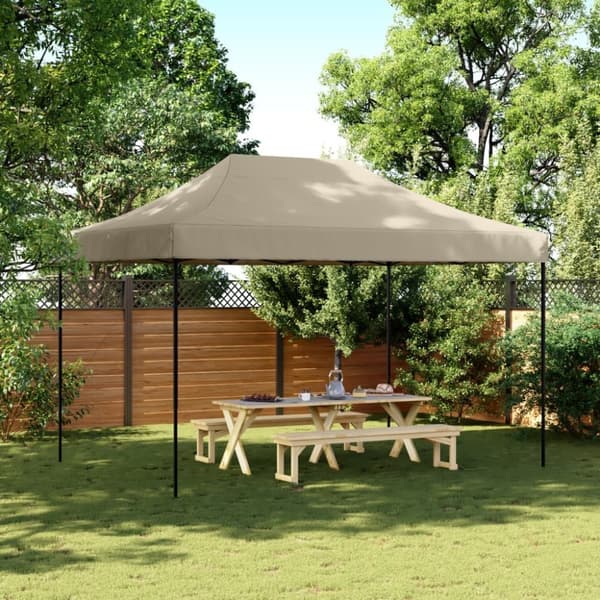 vidaXL Sammenleggbart partytelt pop-up gråbrun 410x279x315 cm