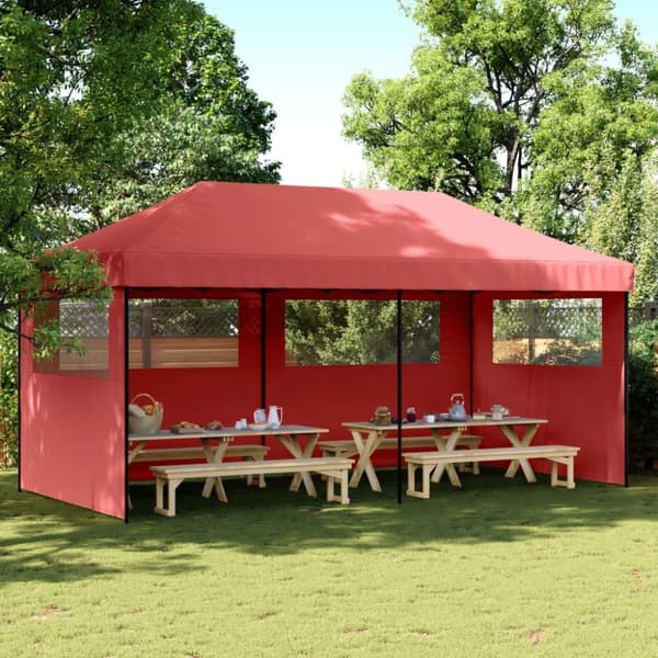 vidaXL foldbart pop up-festtelt med 3 sidevægge bordeaux