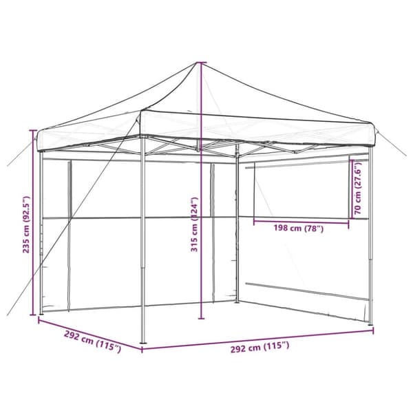vidaXL Taitettava pop-up juhlateltta 2 sivuseinällä terrakotta