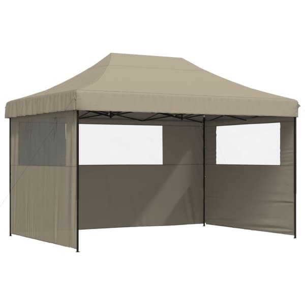 vidaXL Pop-Up hopfällbart partytält med 3 sidoväggar taupe