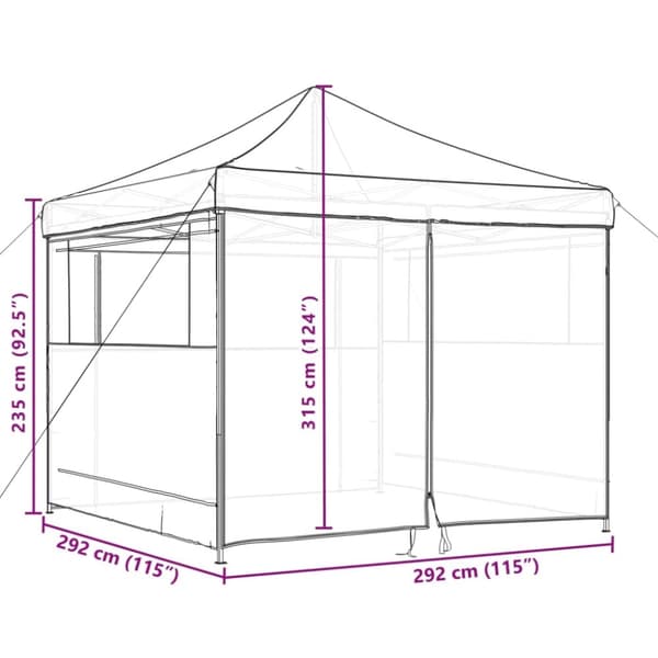 vidaXL Taitettava pop-up juhlateltta 4 sivuseinällä terrakotta